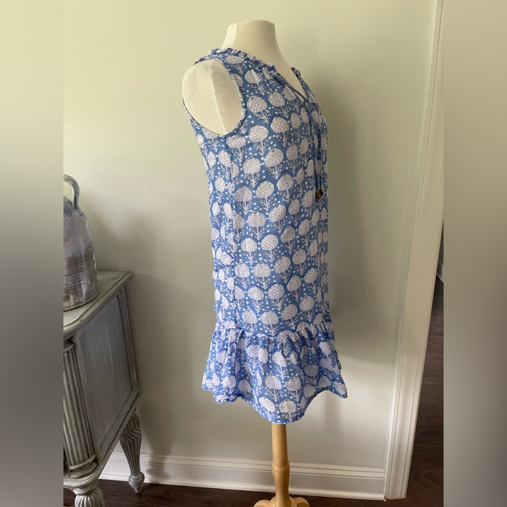 OLIPHANT KERACHI RUFFLE HEM BLOCK PRINT DRESS SIZE XS - Picture 3 of 11